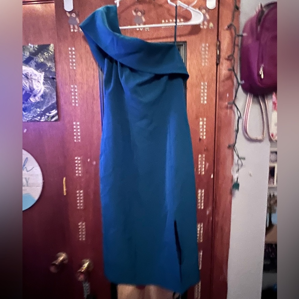 Darker blue business/going out for a drink dress.